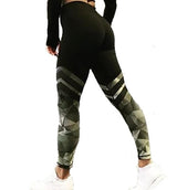 Black & Army Geometrical print Fitness Leggings - SD-style-shop