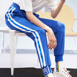 Blue trackpants with white stripes - SD-style-shop