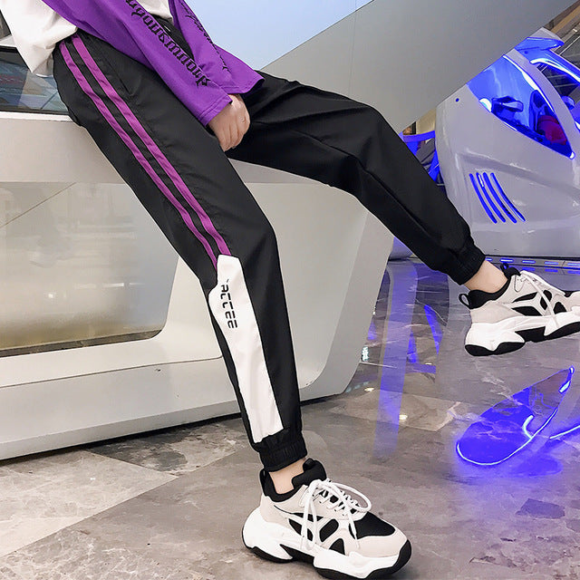 Black and purple Side Striped Sweatpants - SD-style-shop
