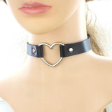 2 Color Leather choker necklace with a stainless steel heart - SD-style-shop