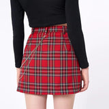 Vintage red plaid mini skirt with chain - SD-style-shop