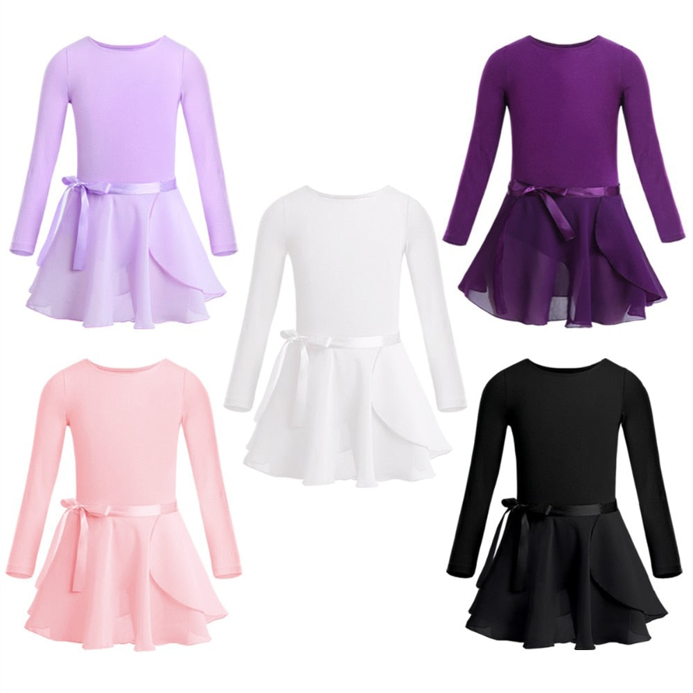 Longsleeve Ballet Leotard with Tied Skirt - SD-style-shop