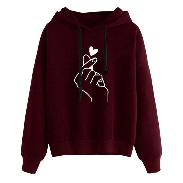 Sweatshirt with Finger Heart Harajuku Style - SD-style-shop