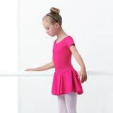 Girls Ballet Leotard Short Sleeve Skirted Ballet Clothing Dance Wear With Chiffon Skirts - SD-style-shop