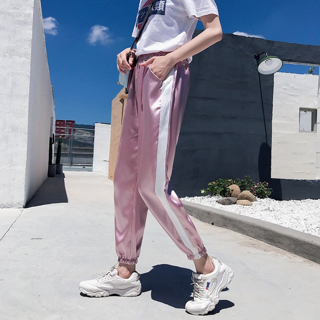 Shiny trackpants satin pants - SD-style-shop