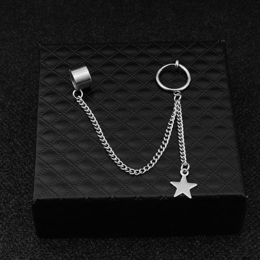 Solid 925 Sterling Silver "BTS" Star Jimin Long Tassel Unisex  Fashion Earrings