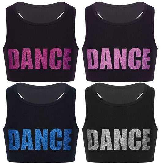 Girls Short Tanktop Shiny Letters DANCE - SD-style-shop