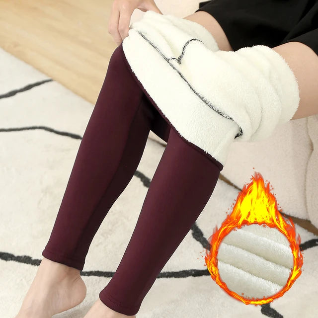 Winter Women's Fleece Pants Slim Warm High Waist Velvet Female Thick Pants Thick Legging Thermal Cold Resistant Pants