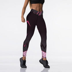 High Waist Fitness leggings - black and pink print - SD-style-shop