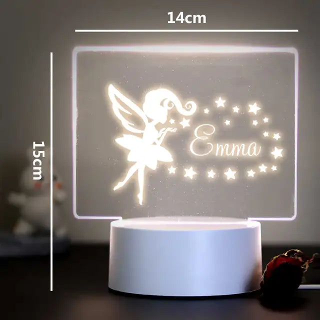 Personalized Night Light with Fairy Prinses - Custom Name Light - Personalized Gift for Kids